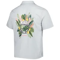 Chemise boutonnée pour homme Tommy Bahama Grey Illinois Fighting Illini Coconut Point Frondly Fan Camp IslandZone