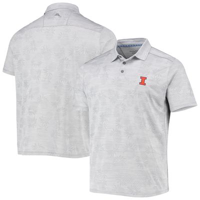 Men's Tommy Bahama Gray Illinois Fighting Illini Pineapple Palm Coast IslandZone Polo