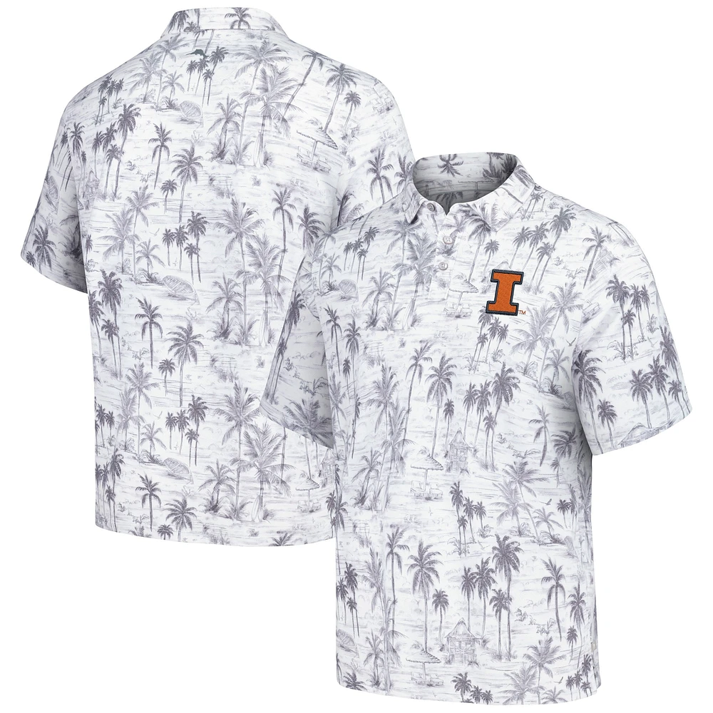 Polo tri-mélange Tommy Bahama gris Illinois Fighting Illini Sport Cabana Shores IslandZone pour hommes