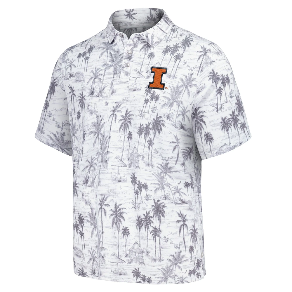 Polo tri-mélange Tommy Bahama gris Illinois Fighting Illini Sport Cabana Shores IslandZone pour hommes