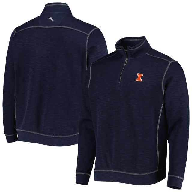 Tommy Bahama Navy Illinois Fighting Illini Sport Tobago Bay Tri-Blend Mock Neck Half-Zip Jacket
