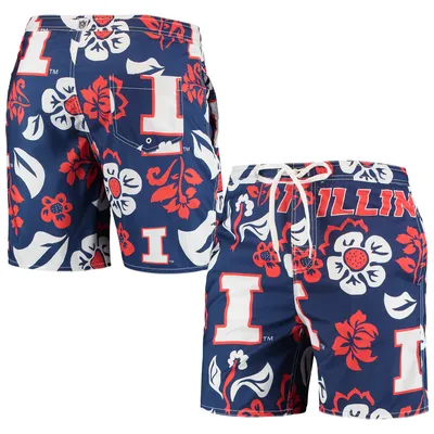 Illinois Fighting Illini Wes & Willy Floral Volley Logo Swim Trunks - Navy