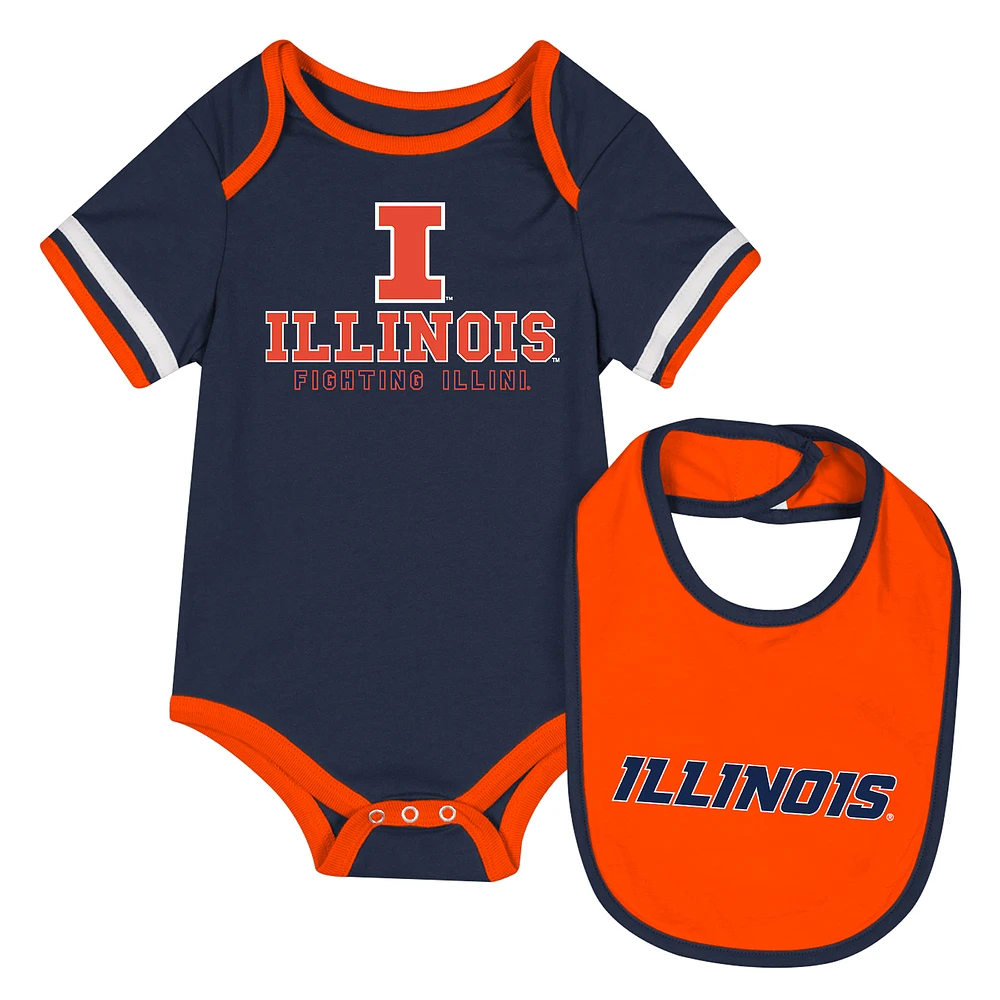 Newborn & Infant Colosseum  Navy Illinois Fighting Illini Bodysuit Bib Set