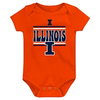 Newborn Navy Illinois Fighting Illini Sunday Comics 3-Pack Bodysuit Set