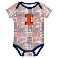 Newborn Navy Illinois Fighting Illini Sunday Comics 3-Pack Bodysuit Set