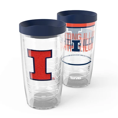 Tervis Illinois Fighting Illini, paquet de 2, 16 oz. Ensemble de gobelets concurrents et emblèmes