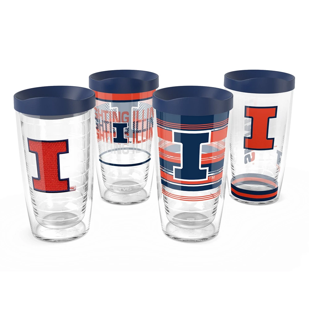 Tervis Illinois Fighting Illini Lot de quatre 16 oz. Ensemble de gobelets classiques