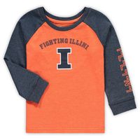 Toddler Colosseum Heathered Orange Illinois Fighting Illini Long Sleeve Raglan T-Shirt