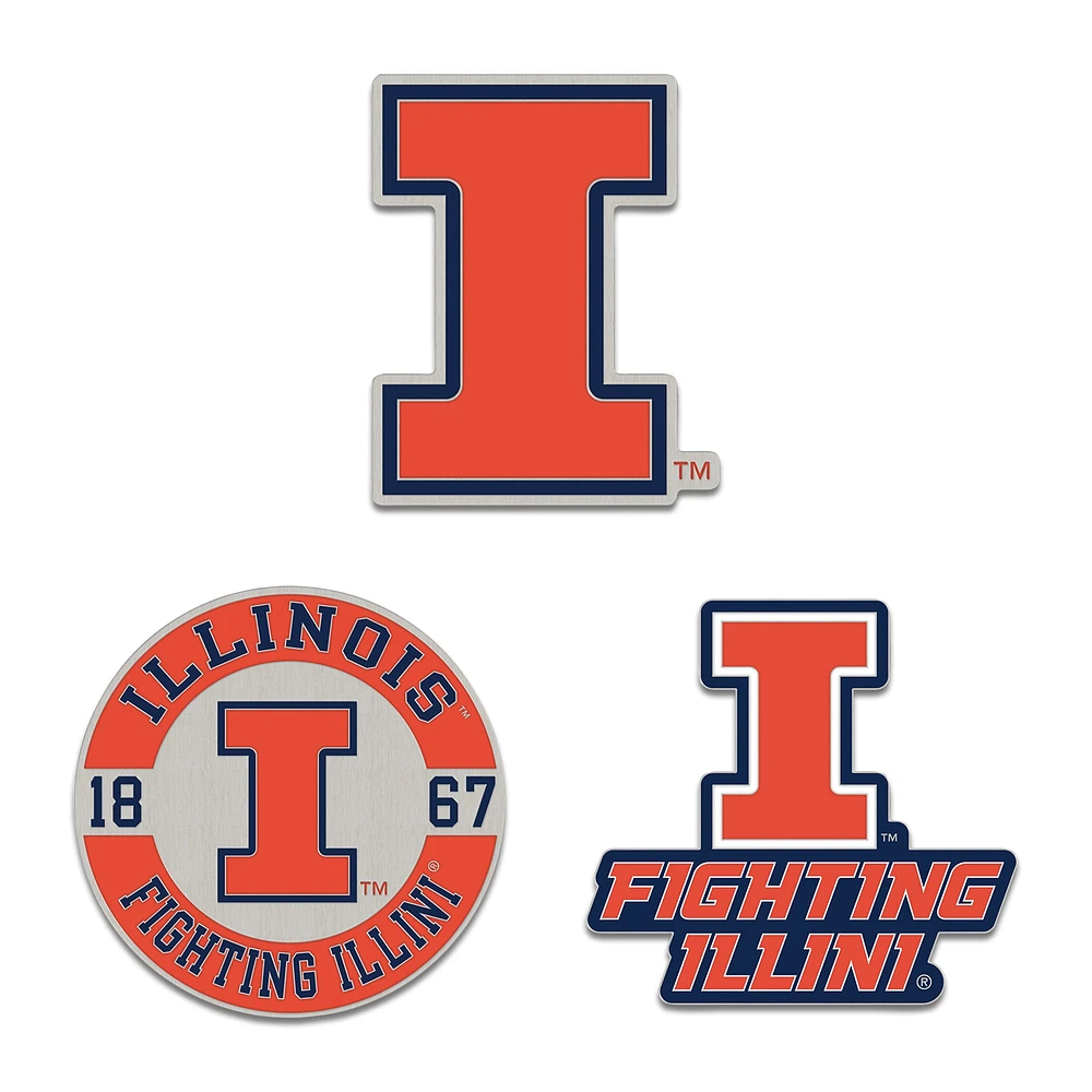 Ensemble de pin de collection WinCraft Illinois Fighting Illini en trois pièces