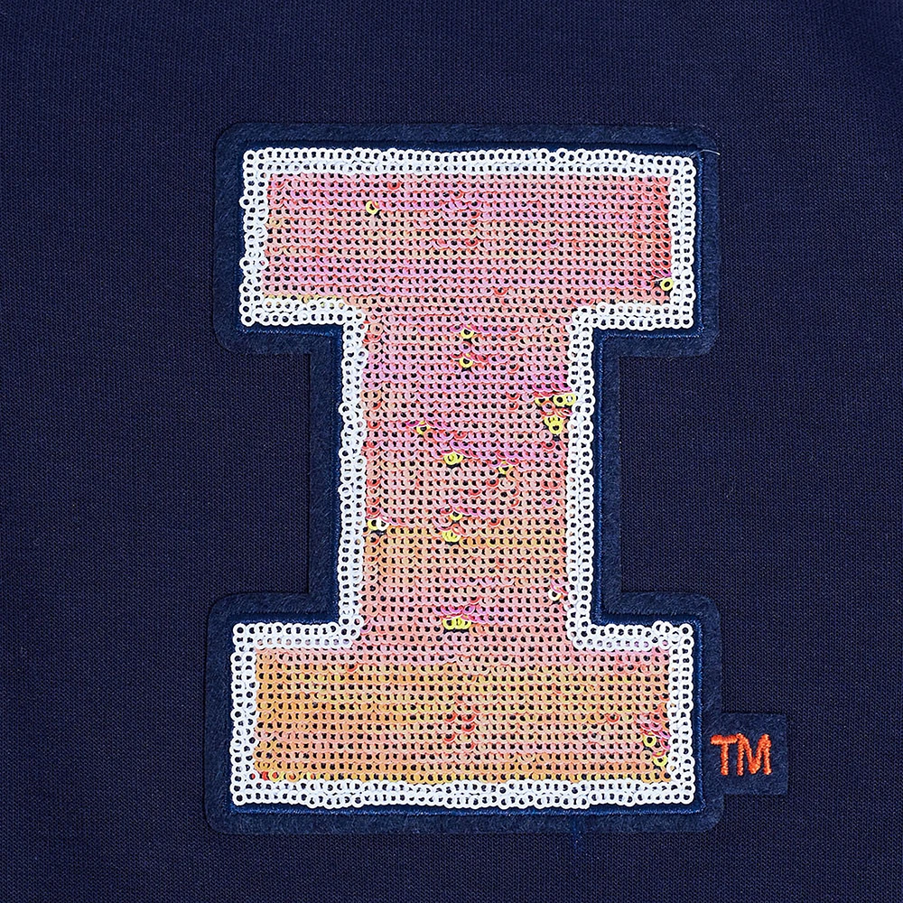 Women's Pro Standard Navy Illinois Fighting Illini Game Day Sequin Full-Zip Hooded Jacket