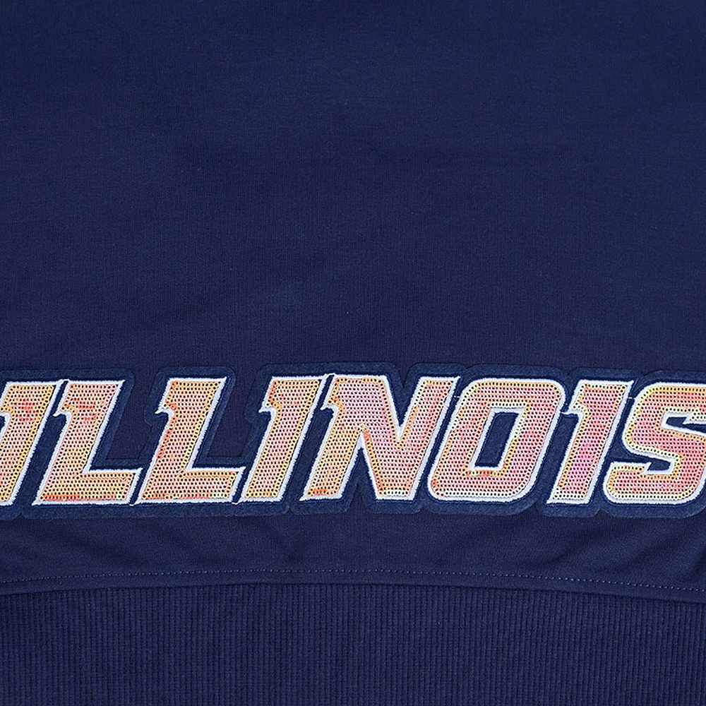 Women's Pro Standard Navy Illinois Fighting Illini Game Day Sequin Full-Zip Hooded Jacket