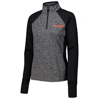 Women's Black/Heather Gray Illinois Fighting Illini Finalist Raglan Quarter-Zip Jacket