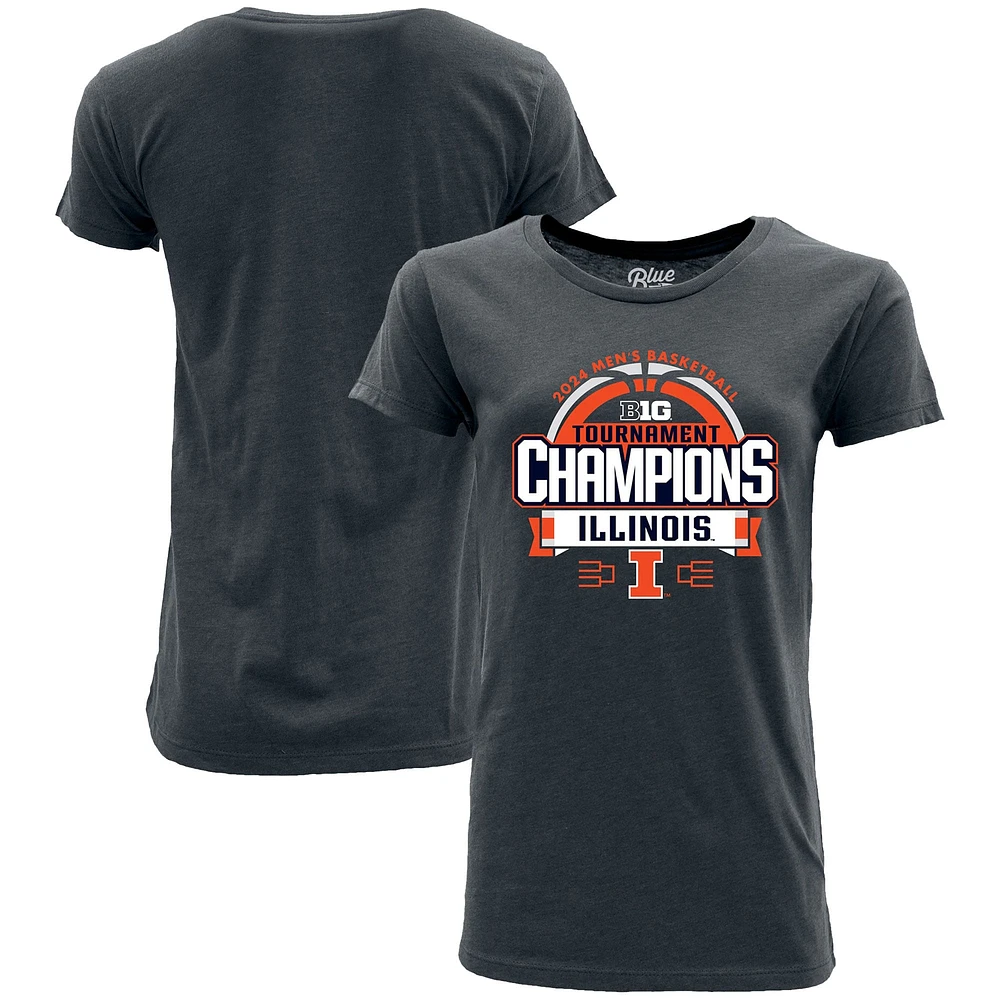 T-Shirt bleu femme 84 Navy Illinois Fighting Illini 2024 Big 10 pour hommes, tournoi de conférence basket-ball, champions vestiaire