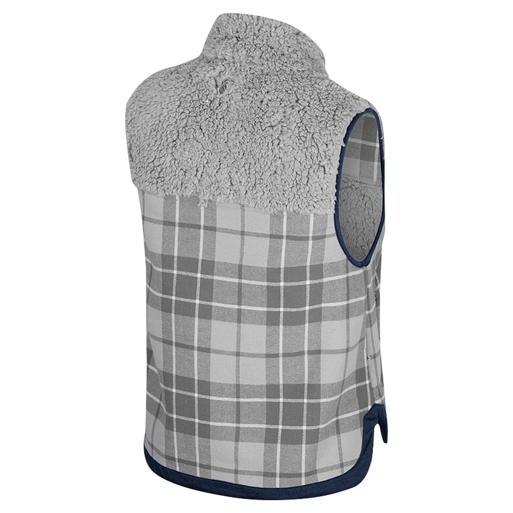 Gilet zippé en sherpa à carreaux Matilda gris Illinois Fighting Illini pour femme Colosseum