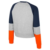 Sweat-shirt à col rond et strass Katinka pour femme Colosseum Heather Gray Illinois Fighting Illini