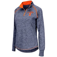 Women's Colosseum Navy Illinois Fighting Illini Bikram Lightweight Fitted Quarter-Zip Long Sleeve Top