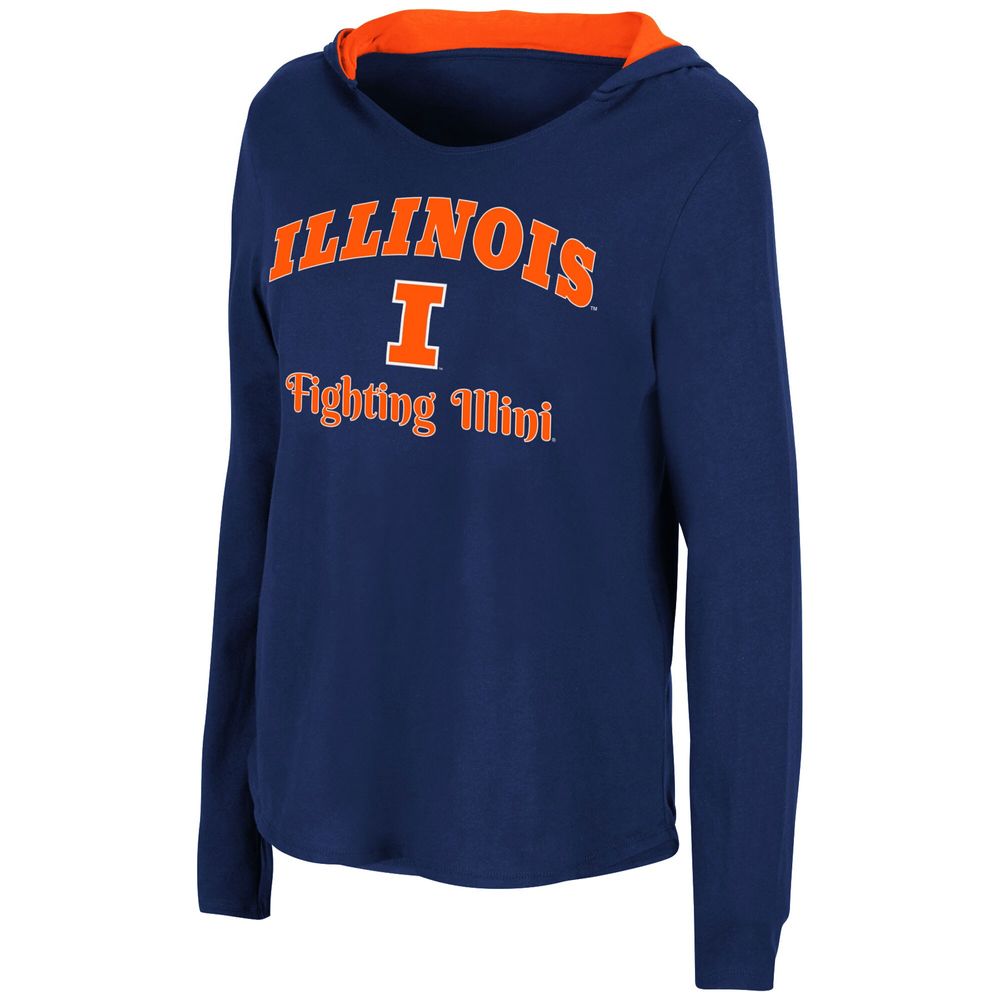 Women's Colosseum Navy Illinois Fighting Illini Catalina Hoodie Long Sleeve T-Shirt