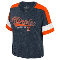 Women's Colosseum Navy Illinois Fighting Illini Color Block Scoop Neck T-Shirt