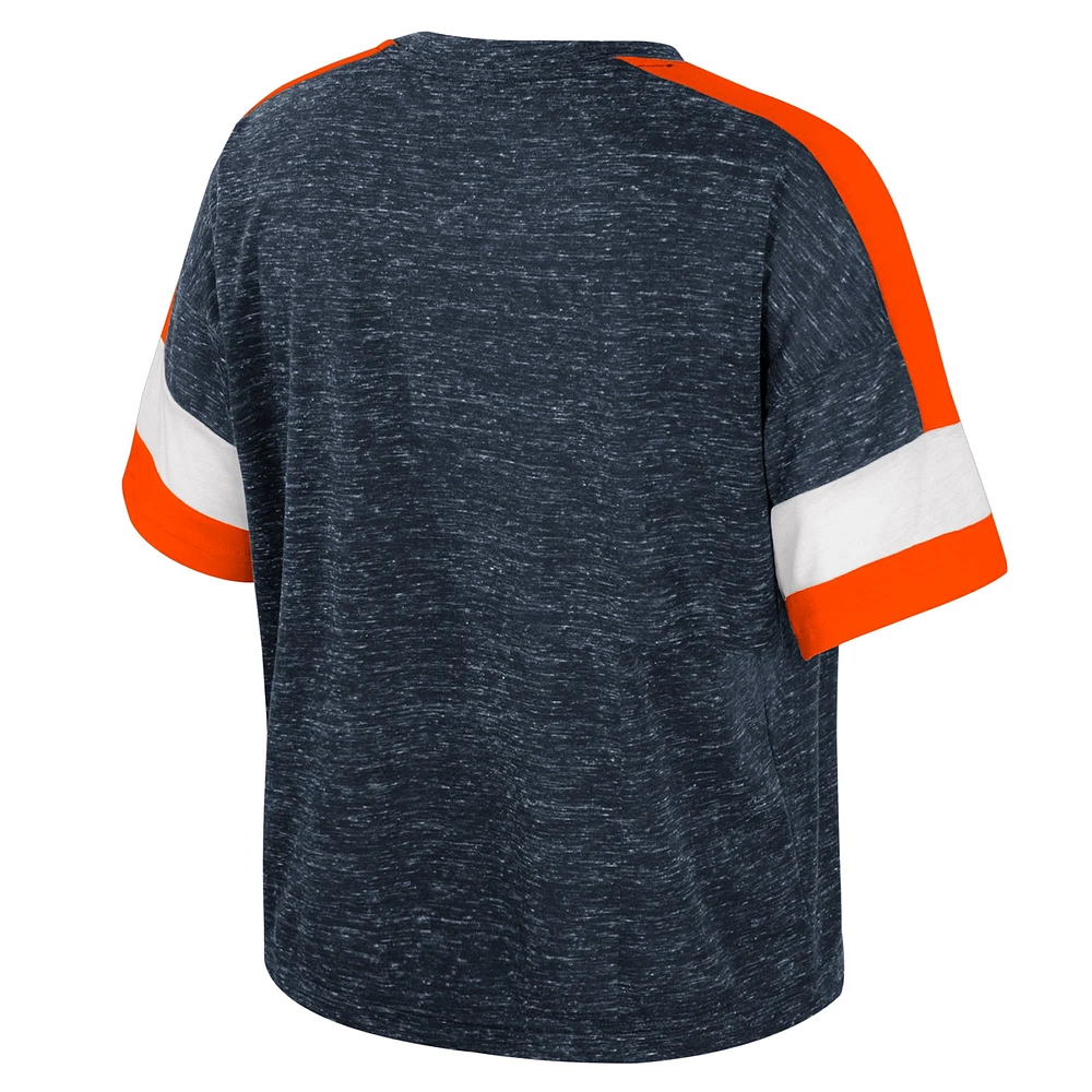 Women's Colosseum Navy Illinois Fighting Illini Color Block Scoop Neck T-Shirt