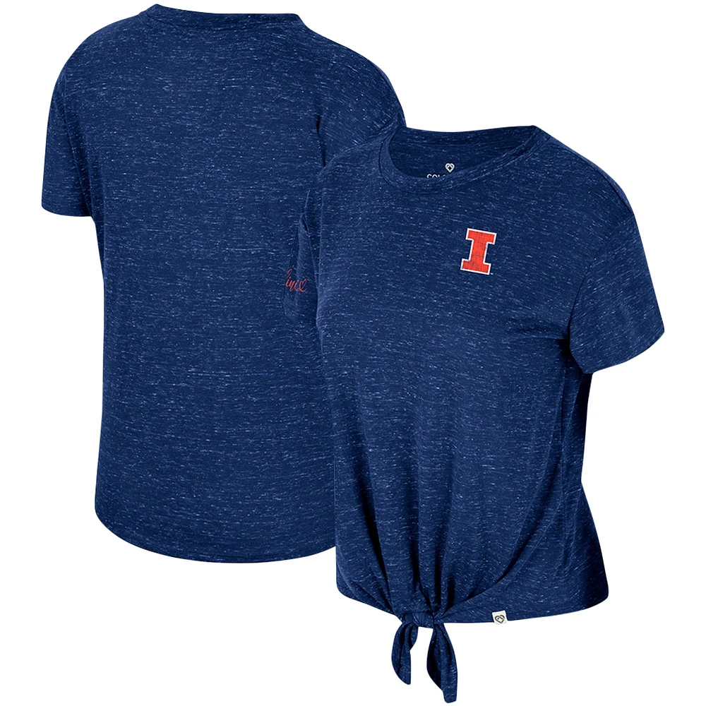 Women's Colosseum Navy Illinois Fighting Illini Finalists Tie-Front T-Shirt