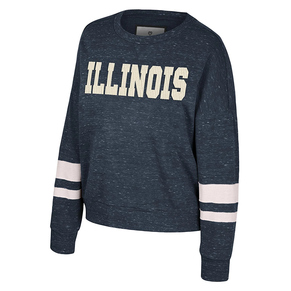 Women's Colosseum Navy Illinois Fighting Illini Lost City Speckle Pullover Sweatshirt