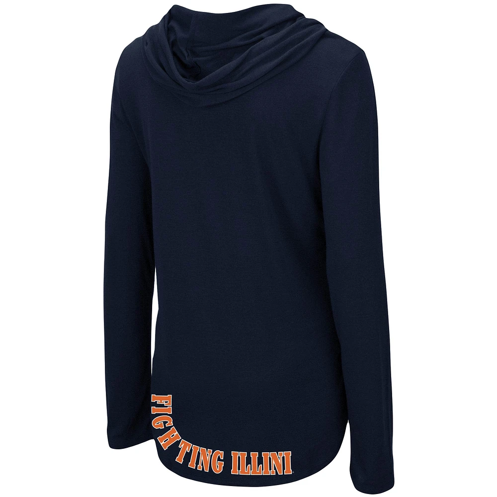 Women's Colosseum Navy Illinois Fighting Illini My Lover Lightweight Hooded Long Sleeve T-Shirt