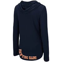 Women's Colosseum Navy Illinois Fighting Illini My Lover Lightweight Hooded Long Sleeve T-Shirt