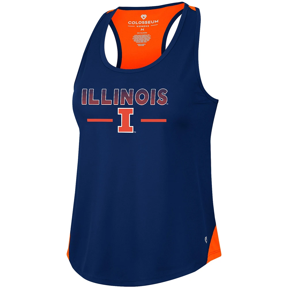 Women's Colosseum Navy Illinois Fighting Illini Sachs 2-Hit Scoop Neck Racerback Tank Top