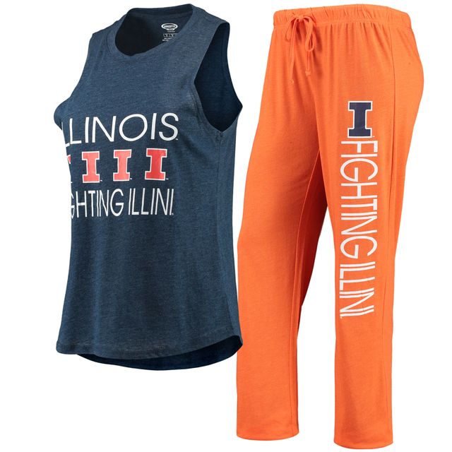 Ensemble de nuit avec débardeur et pantalon Concepts Sport orange/marine Illinois Fighting Illini pour femmes