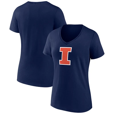 Women's Fanatics Navy Illinois Fighting Illini Logo V-Neck T-Shirt