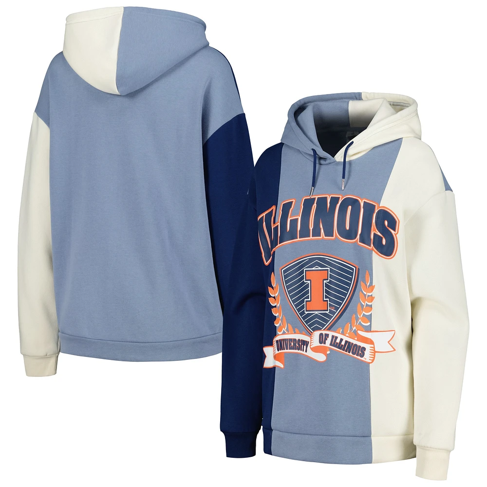 Sweat à capuche colorblock Gameday Couture Navy Illinois Fighting Illini Hall of Fame pour femme