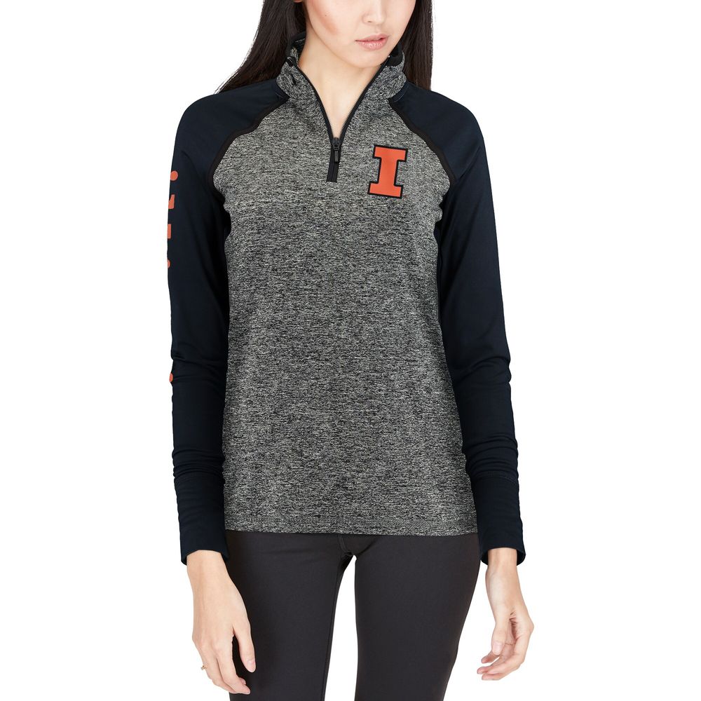 Women's Gray/Navy Illinois Fighting Illini Finalist Quarter-Zip Pullover Jacket