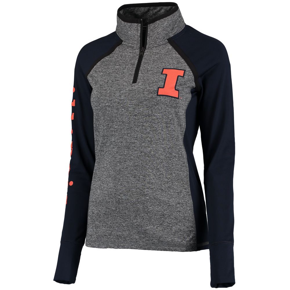 Women's Gray/Navy Illinois Fighting Illini Finalist Quarter-Zip Pullover Jacket