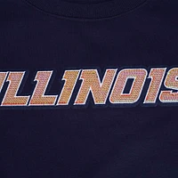 Women's Pro Standard Navy Illinois Fighting Illini Sequin Boxy Cropped Pullover Sweatshirt