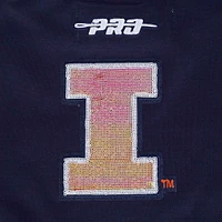 Women's Pro Standard Navy Illinois Fighting Illini Sequin Boxy Cropped Pullover Sweatshirt