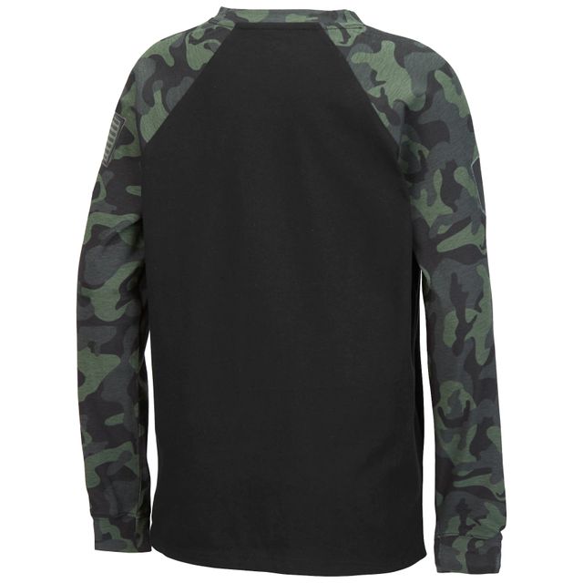 T-shirt à manches longues Raglan pour jeunes Colosseum Black/Camo Illinois Fighting Illini OHT