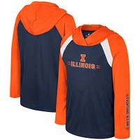 T-shirt à capuche manches longues raglan multi-coups pour jeunes Colosseum Navy Illinois Fighting Illini Eddie