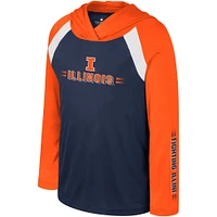 T-shirt à capuche manches longues raglan multi-coups pour jeunes Colosseum Navy Illinois Fighting Illini Eddie