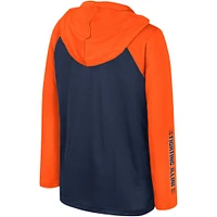 T-shirt à capuche manches longues raglan multi-coups pour jeunes Colosseum Navy Illinois Fighting Illini Eddie