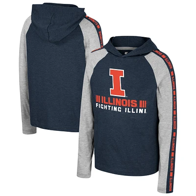 T-shirt à capuche manches longues pour jeunes Colosseum Navy Illinois Fighting Illini Ned Raglan