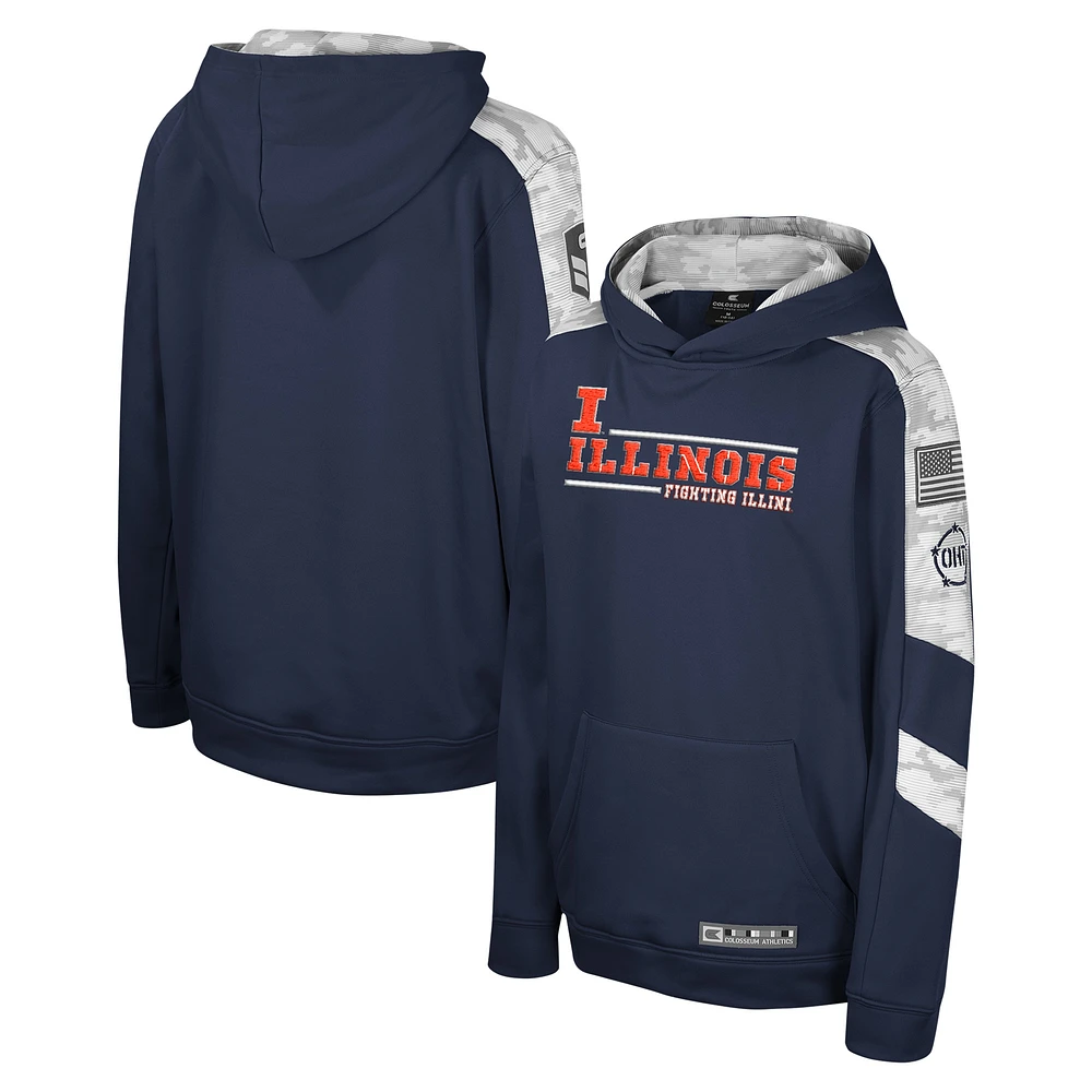 Colosseum Navy Illinois Fighting Illini OHT Appréciation militaire Cyclone Digital Camo Pull à capuche