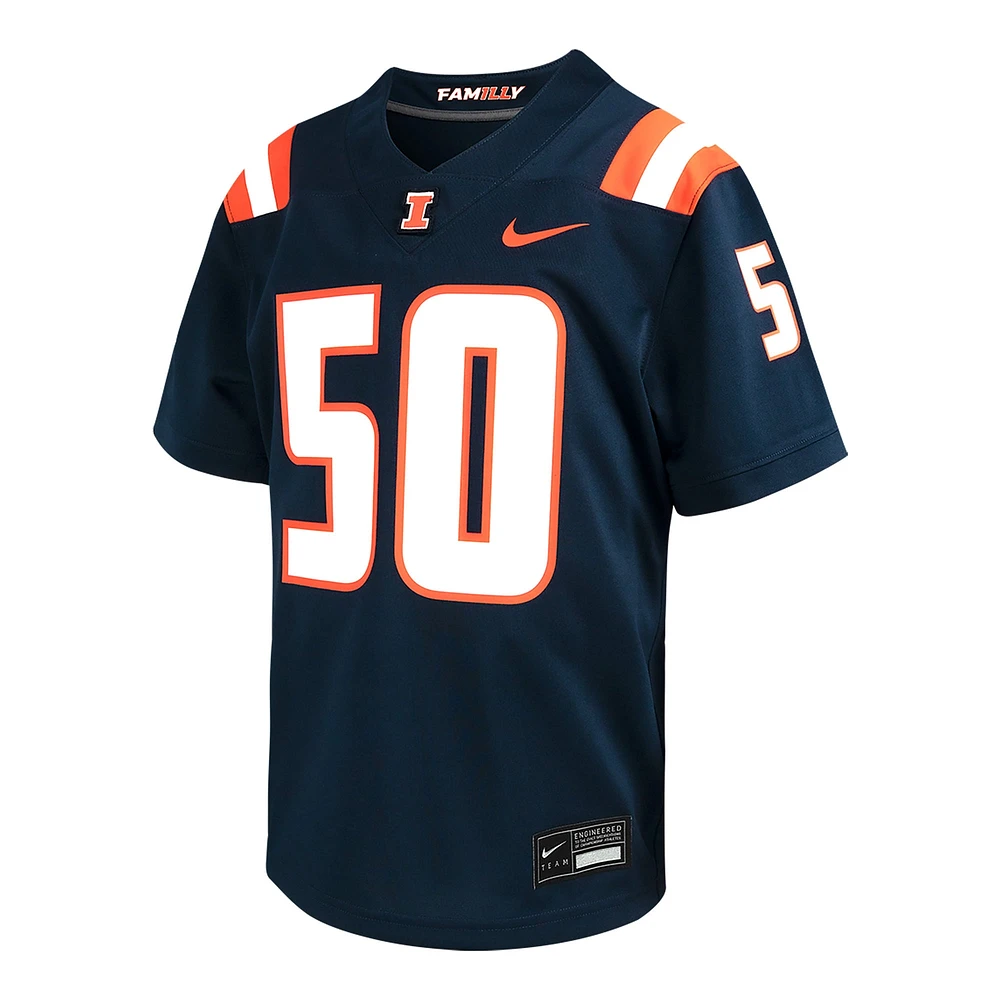 Youth Nike #50 Navy Illinois Fighting Illini Game Jersey