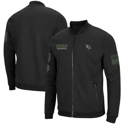 Men's Colosseum Black Illinois State Redbirds OHT Military Appreciation High-Speed Bomber Full-Zip Jacket