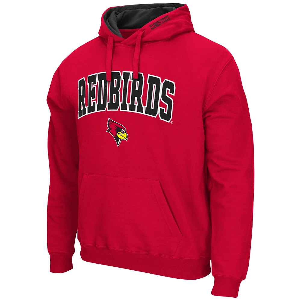 Men's Colosseum Red Illinois State Redbirds Arch and Logo Pullover Hoodie