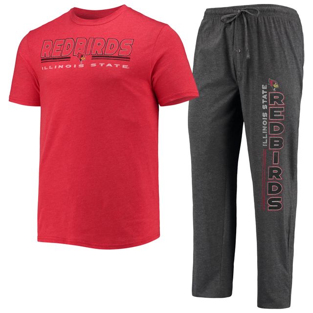 Concepts Sport Heathered Charcoal/Red Illinois State Redbirds Meter T-shirt et pantalon Ensemble de nuit