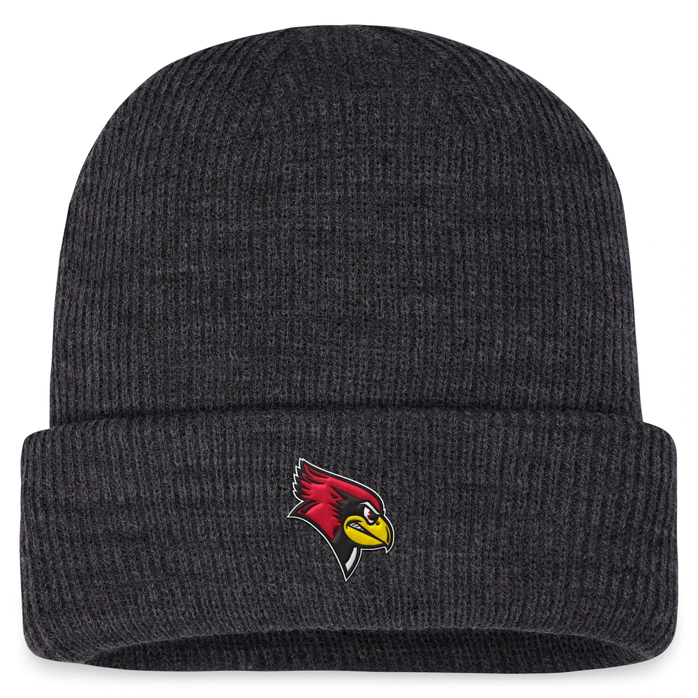 Bonnet en tricot transparent à revers pour hommes Top of the World Charcoal Illinois State Redbirds