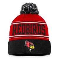 Bonnet en tricot à revers pour hommes Top of the World rouge des Illinois State Redbirds avec pompon