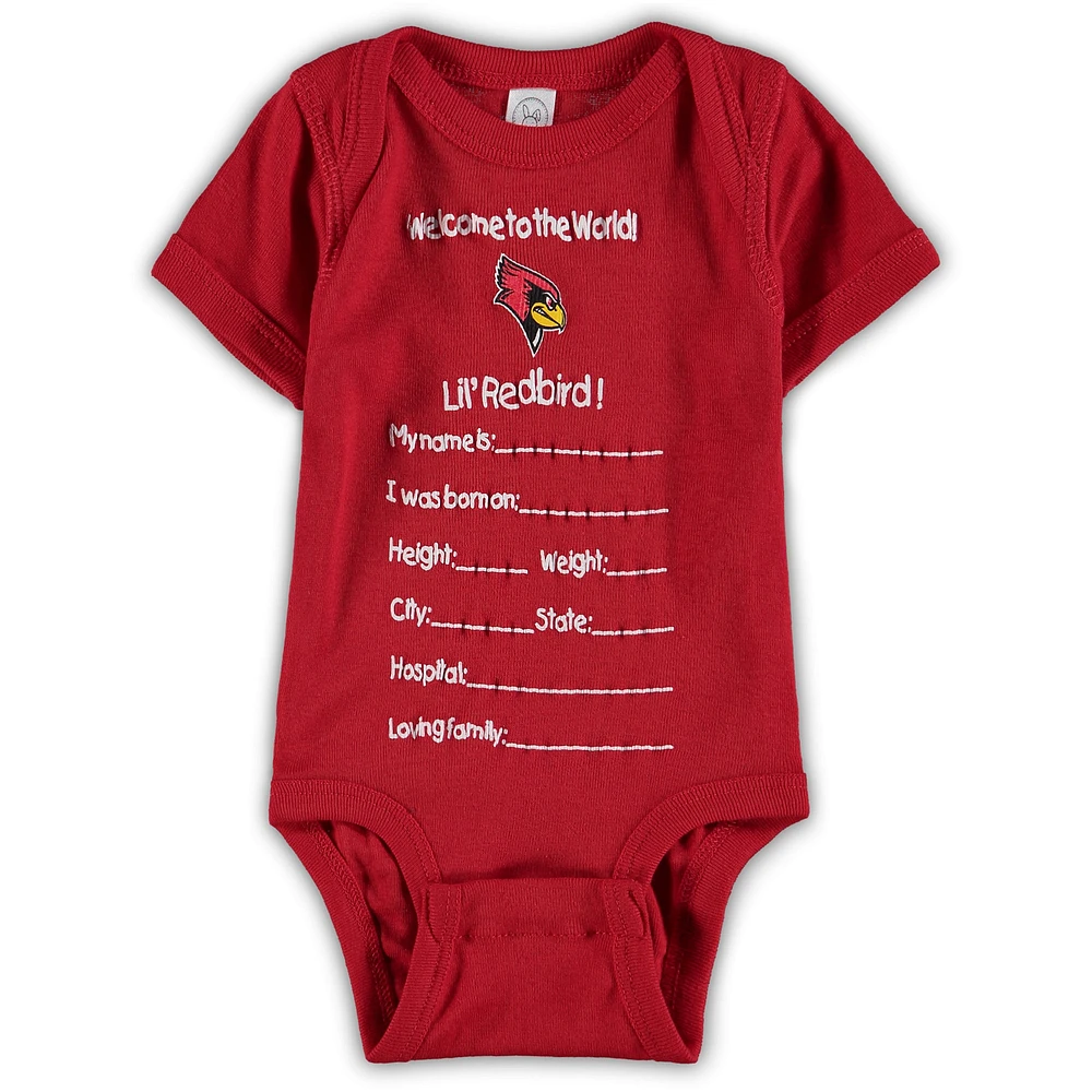 Newborn & Infant Red Illinois State Redbirds Welcome to the World Bodysuit