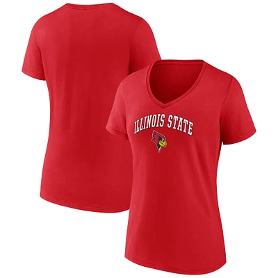 T-shirt à col en V pour femmes Fanatics Red Illinois State Redbirds Campus