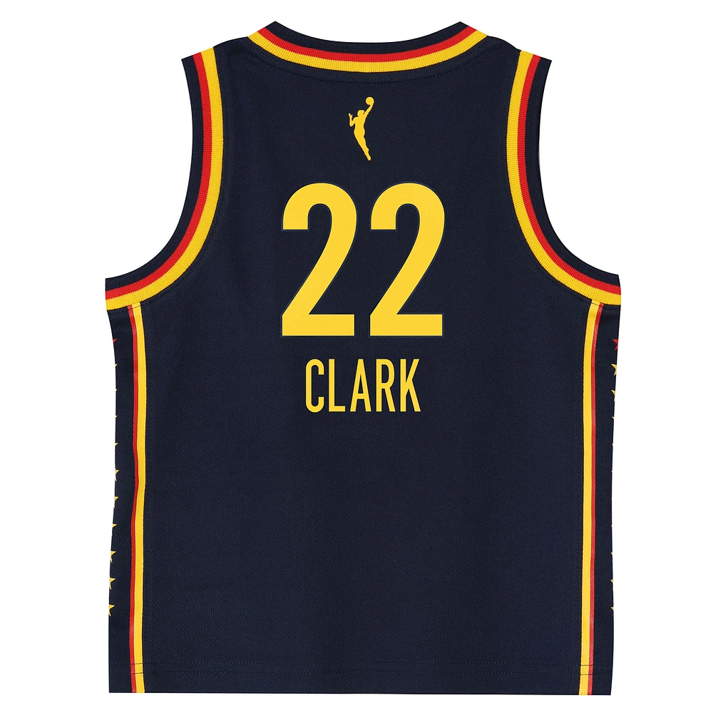 Maillot Nike Caitlin Clark bleu marine Indiana Fever Explorer Edition Victory pour tout-petit